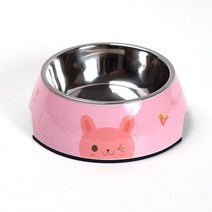 강아지 물그릇 뒤집기 방지 고양이그릇 스텐 애완 고양이 식기 용품 먹이 밥그릇 보메 강아지단, 아기 토끼, L호:약 35근 이내 반려동물 사용