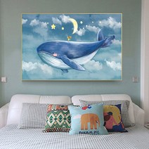 보석십자수 DIY 새로운 예쁜 고래 하늘 구름 별 달 선물 자가격리 취미, 풀 다이아몬드70X46CM 지퍼백 나인 다이아몬드
