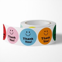 ThankYou 포장 스티커 봉인 원형 아트지 땡큐 팬시 감사 동봉 다용도 편지 테이프 다꾸 스마일 라벨 종이, 단품, 단품