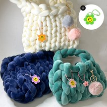 니팅노튼 자이언트 얀 1kg 벨벳 가방 실 빅얀 루피 뜨개 만들기 핑거니팅, 벨벳 자이언트얀 1kg, 2.크림옐로우