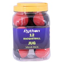 Python Racquetball RG 멀티 컬러 라켓볼 (밸류 팩 - 12 볼 저 레전드 루벤 곤잘레즈가 보증!)(블루 레드) 374SA3, Black/Red