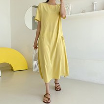 바잉몰 여성 언제나 절개 핀턱 라인 롱원피스 무지 롱드레스