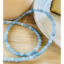 시원한 여름 하늘색 아쿠아마린 4미리 컷팅 천연석 원석 초커목걸이 3월탄생석