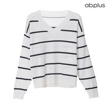 에이비플러스 ab.plus 줄무늬 배색 포인트 긴팔 니트 (LSW3MW51A)