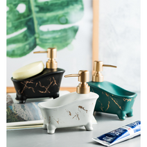 잇다이가 노르딕 골드패턴 세라믹 욕조 디자인 디스펜서 트레이 욕실 비누받침, 심플, 화이트