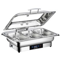 보온 접시 음식 워머 뷔페 차핑디쉬 바트 원형 밧드, 스마트 터치/ 단일 수납공간 9리터