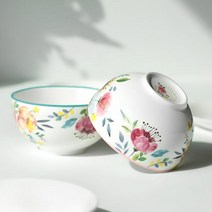 워터컬러 공기 대접 단품 1p 꽃무늬패턴 밥 국그릇 세트 예쁜, 벤타샵로니 공기 단품 1p (핑크)