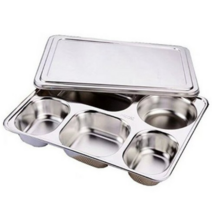 영그린 5구 스테인리스 식판 + 뚜껑 세트, 단일, 1개