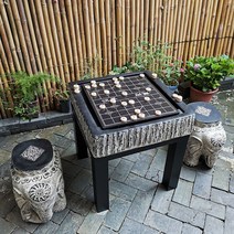 바둑 판 두는법 고급 야외 세트 양면 돌 테이블 공원, 작은 테이블 4 코끼리 의자지원 구조