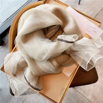 멀티스카프 여성 솔리드 무지 실크 양털 구슬장식 비단스카프 봄가을 누에실 롱 숄 가을겨울 2602659841