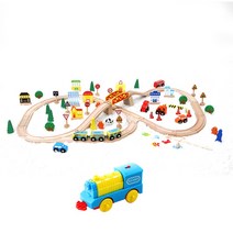 토도리브로 원목 기차놀이90pcs+전동기차