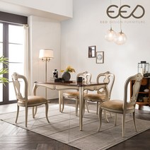 [이드가구] 프렌치 빈티지 엔틱가구 아이보리 4인 엔틱 식탁 세트 R1282, 단품