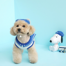 강아지 마린룩 쿨나시 세트 (블루) 여름 민소매 쿨티, S