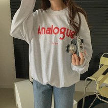 레트로 타이포 포인트 루즈핏 맨투맨 티셔츠 3컬 가을