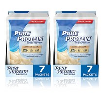 퓨어 프로틴 파우더 39g 7개입 2팩 바닐라 크림 Whey Protein Powder by Pure Protein Gluten Free, 2개