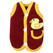 OEM 귀여운 러버덕 도안 강아지 고양이 코튼 나시 반려동물, Wine Red_XL