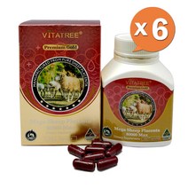 비타트리 프리미엄골드 호주양태반 80000mg 100캡슐 고함량 고급양태반 영양제, 6개