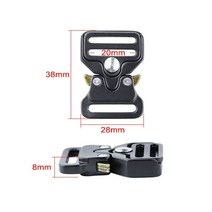 Meetee 금속 퀵 사이드 릴리스 버클 웨빙 전술 벨트 강력한 후크 클립 diy 야외 수하물 액세서리 리폼 수선, YK100-블랙-20mm