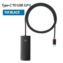 Baseus-Lite 시리즈 4 포트 USB 허브 어댑터 맥북 프로 패드 도킹 스테이션 3 0 분배기, Type-c HUB 1M Black
