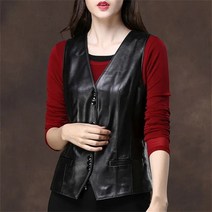 여성 춘추용 레자조끼 민소매 인조가죽 자켓 베스트G22112301