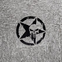 자동차 스컬 벌금 스티커 연료 탱크 캡 트렁크 앞 유리 오토바이 헬멧 노트북 휴대폰 반사 5 점 별 D50, 블랙입니다., 5x5cm2P