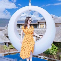 야외 발광 흔들의자 원형 디자인 카페 달 정원 그네, 1.4m Moon-외부 태양열 모델