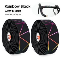 자전거 핸들 바 테이프 WEST BIKING-자전거 핸들 바 테이프 로드 바이크 사이클링 미끄럼 방지 실리카 젤, 05 Rainbow Black