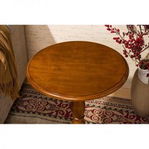 사이드 티테이블 엔틱 미니 나무 원목 쇼파 원형티테이블, 연호두색