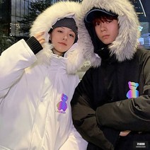 가바바 남여공용 빅사이즈 숏패딩 형광곰돌이로 포인트를 준 귀여운 패딩점퍼 5XL까지 G57125
