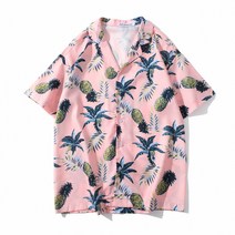 남자 하와이안 셔츠 여름 반팔 빈티지 커플 오버핏 셔츠 hawaiian shirt for beach KB0062