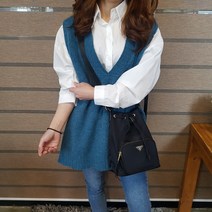 상상그이상 여성용 언발 깊은 브이넥 니트 베스트