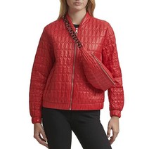 DKNY 미국정품 여성용 경량 봄버 재킷 샤이니 레드 퀼트 엑스스몰