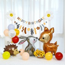 [피앤비유니티]페브릭 데이지 생일 풍선세트 모음, 토끼와 곰돌이