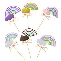 Cabilock Delicate 10pcs Cupcake Toppers Rainbow Cloud Cupcake Picks Cake Decorations Toppers Picks f, 1