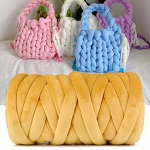 자이언트얀 벨벳 1kg 왕 모찌실 핑거니팅 가방 방석 뜨개실, 08네이비