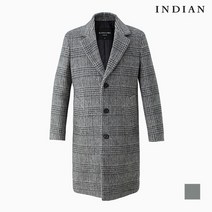 인디안 INDIAN 오버핏 글렌체크 퀼팅 코트