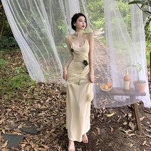 하와이 비치드레스 커플비치웨어 휴양지 해외여행 사이판 하와이안 하와이옷 휴양지룩 신혼여행 동남아 원피스, M, 동백꽃