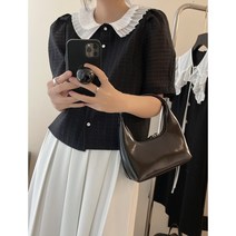 춘게엘 더블넥 싱글버튼 반팔 블라우스 r100