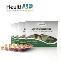 헬스업 초록잎홍합 오일 그린머슬 7500 60캡슐, 3개, 7500mg