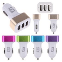 3 포트 USB 차량용 충전기 dc 5v 2.1a amp 1a 빠른 충전 전원 공급 장치 for iphone xiaomi cell phone 전화 충전기 어댑터 in car, 무작위 색상