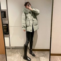 COSYEVNO 여성 도톰 숏 패딩 여성 덕다운 후드 점퍼