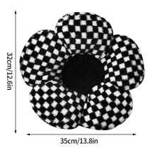 자동차방석 메모리폼 통풍시트 플러시 플라워 쿠션 인스타그램 귀여운 소파 해바라기 베개 사무실 의자 요추 지지 카시트 등쿠션, [04] Black check 32x35cm