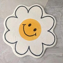 꽃모양 스마일 러그 부드러운 면소재 지름 60CM 푹신한 발매트 [스테디 홈]