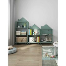 북선반 집모양 그림책 수납장 벽선반 벽장식장 북타워, 하늘색(3단)