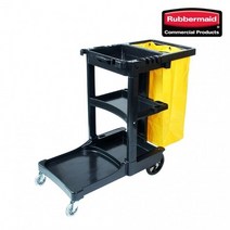 러버메이드 제니터 청소카트 이동식 운반카트 호텔 병원 공한 업소용 청소도구 수납 (저소음) 업소용, 1개, 제니터 청소카트 （저소음）