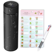 Kalevel 휴대용 316스테인리스스마트 led 터치식 온도표시 보온 보냉 수행컵 텀블러 물컵 그린 블루 퍼플 핑크 화이트 블랙 경량 무광지능 물온도체크 거름망보틀보온병480ml