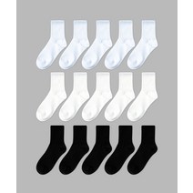 IL-O-GONG-CHIL [10PACK] 1507 스쿨팩 삭스 - 스노우화이트/화이트/블랙 [10PACK] 1507 SCHOOLPACK SOCKS_ SNOW WHITE/WHITE