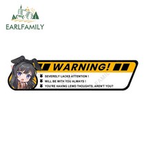 EARLFAMILY 13cm x 3.5cm 사쿠라지마 마이 경고 용 자동차 스티커 Funny Campervan Decal Anime 바이크 오토바이 캐러밴 비닐 RV JDM, [01] Style A