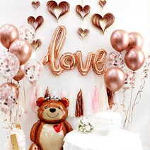 하트베어 러브세트 (로즈골드) / 호텔 프로포즈 커플 풍선장식 하트풍선 홈파티