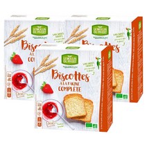 Le Moulin du Pivert 르 물랑 드 피베르 통밀 러스크 비스킷 과자 스낵 비건 팜유프리 270g 3팩, 3개